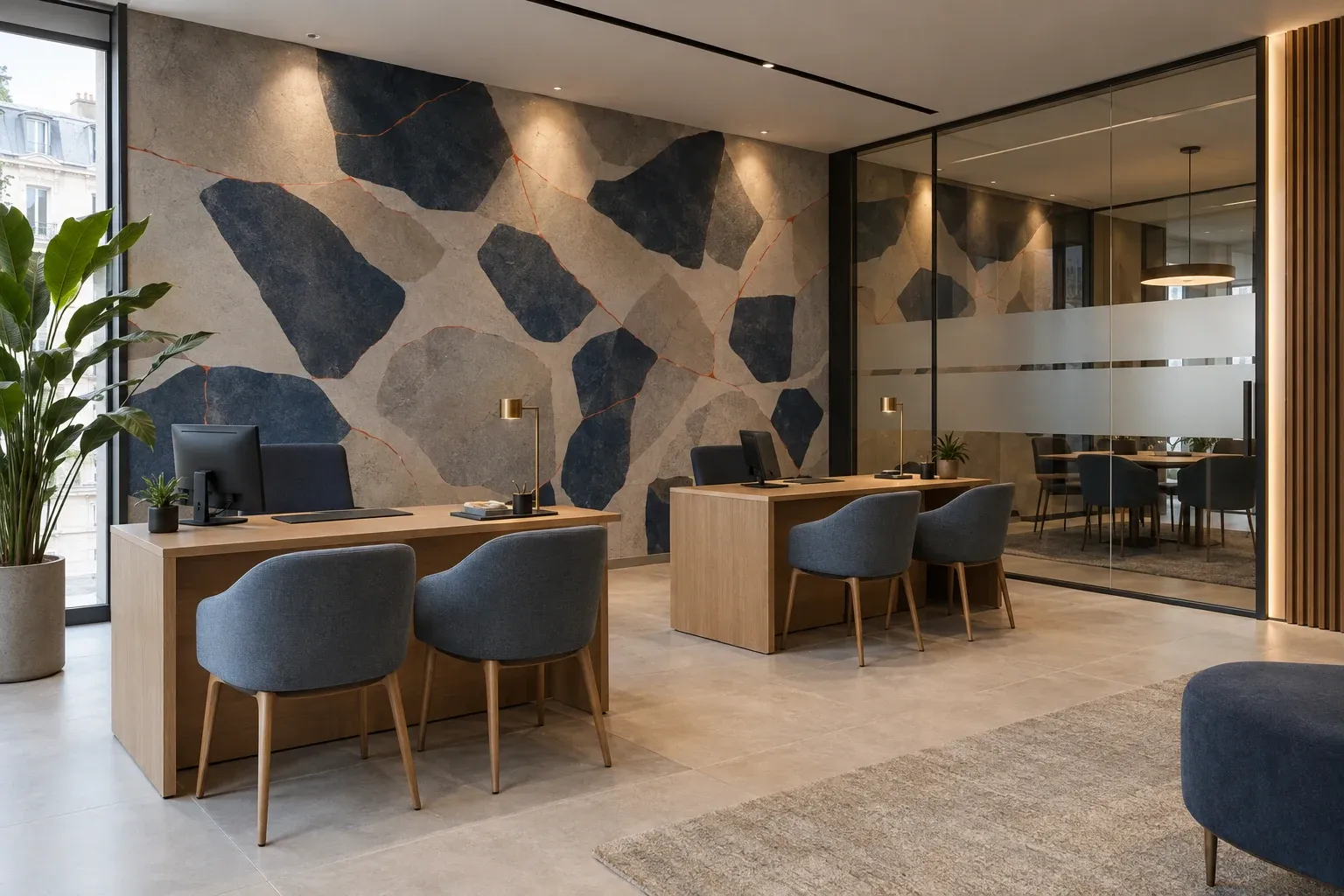 Impression murale directe, exemple Banque & finance